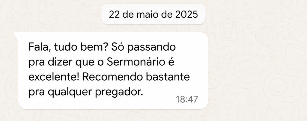 Print real de usuário recomendando o Sermonário para pregadores
